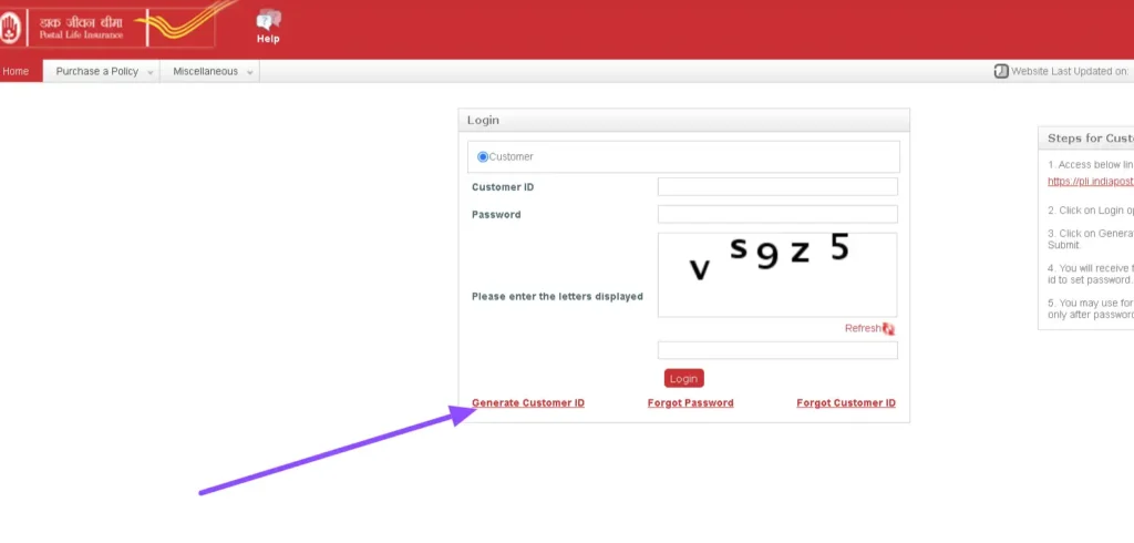 PLI customer portal login